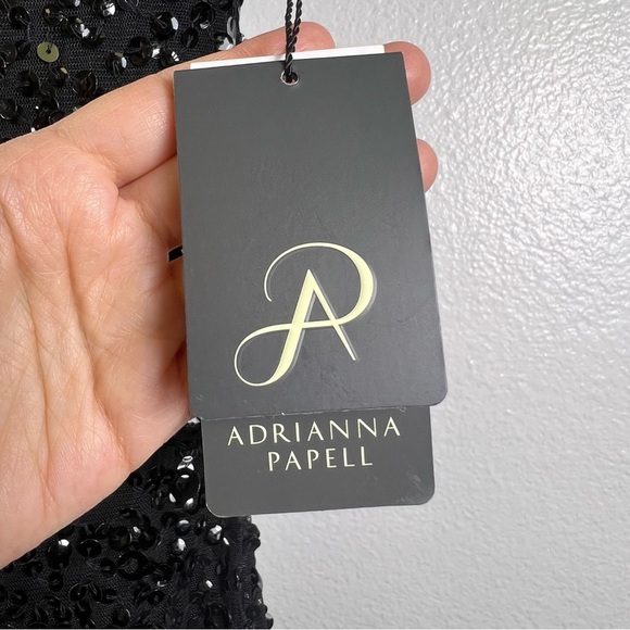 Adrianna Papell Women’s Scoop Back Sequin Black Long Dress  Gown Size 8 - Picture 9 of 16